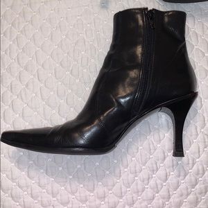 Via Spiga Black Pointed Toe Heeled Boots